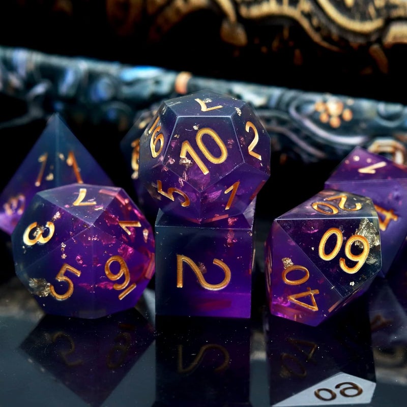 Haxtec DND Dice Set Sharp Edge Resin Dice with Dice Case Purple Black D&D Dice for RPG Role Playing Games Compatible with Dungeons and Dragons Gift War Series - Image 4